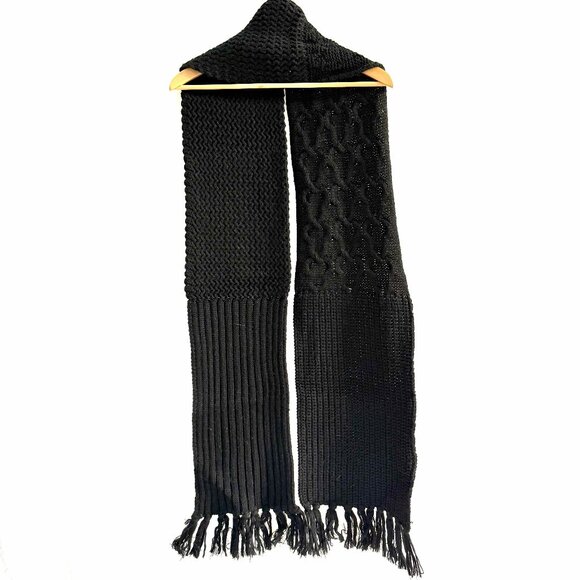 Rogue Wool Blend Black Knit Scarf - Picture 1 of 3